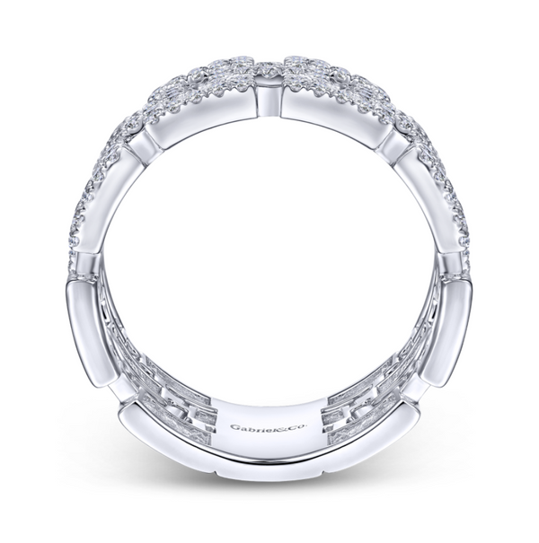 14K White Gold Layered Wide Band Diamond Ring - Bay Hill Jewelers
