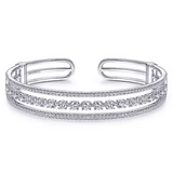 14K White Gold Three Row Diamond Cuff Bracelet - Bay Hill Jewelers