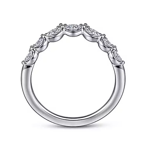 14k White Gold Marquis and Round Diamond Contour Band - Bay Hill Jewelers