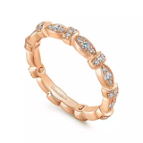 14K Rose Gold Scalloped Diamond Band - Bay Hill Jewelers