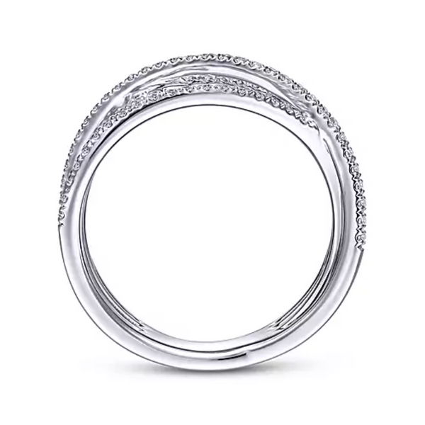 14K White Gold Diamond Criss Cross Ring - Bay Hill Jewelers
