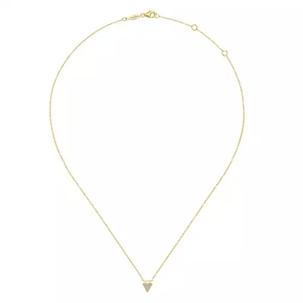 14K Yellow Gold Diamond Triangle Drop Pendant Necklace - Bay Hill Jewelers