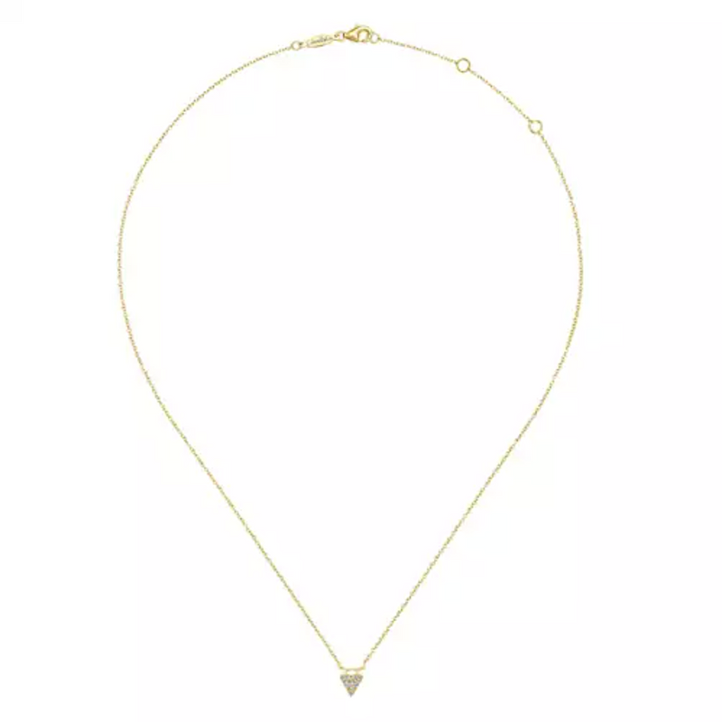 14K Yellow Gold Diamond Triangle Drop Pendant Necklace - Bay Hill Jewelers