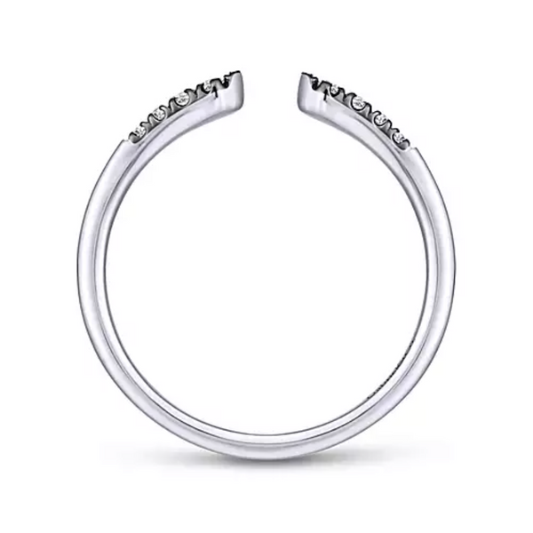 14K White Gold Split Black Diamond Stackable Ring - Bay Hill Jewelers