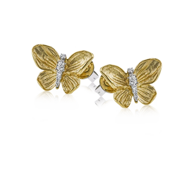 18k Yellow Gold Diamond Butterfly Earrings - Bay Hill Jewelers