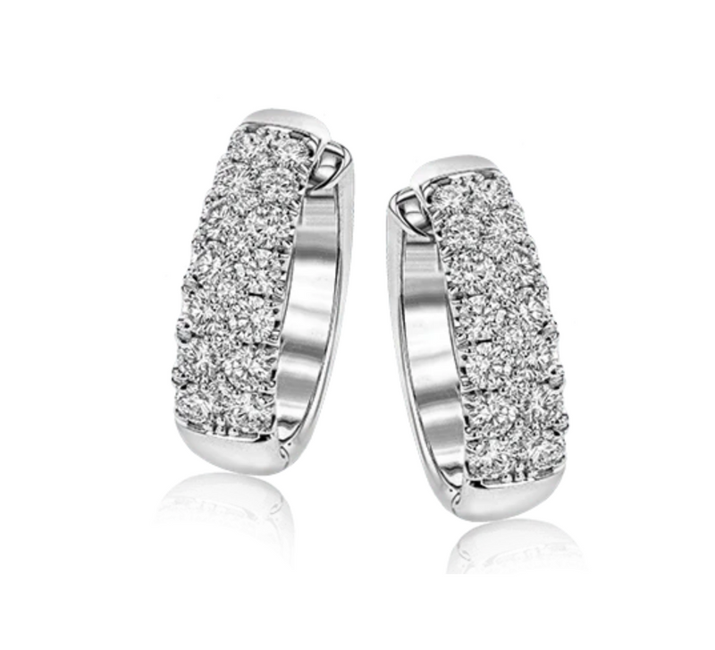18k White Gold Simon-Set Hoop Earrings - Bay Hill Jewelers