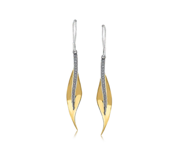 18K Yellow Gold Fallen Leaves Diamond Earrings - Bay Hill Jewelers