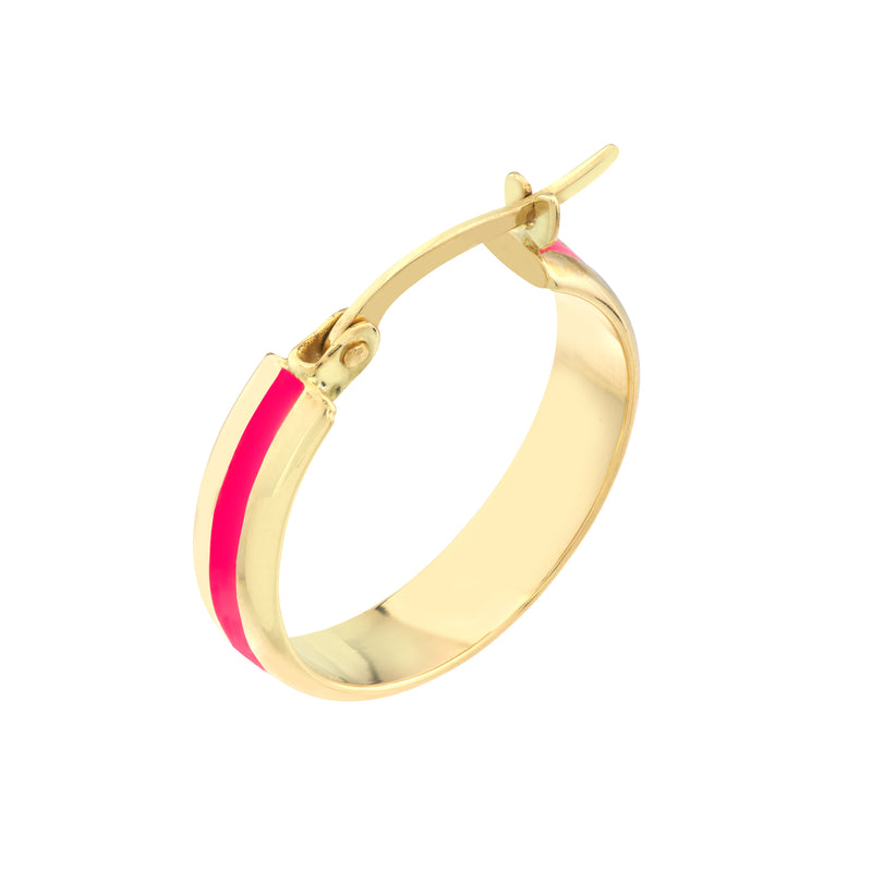 Neon Pink Enamel Hoop Earring 14K YG - Bay Hill Jewelers